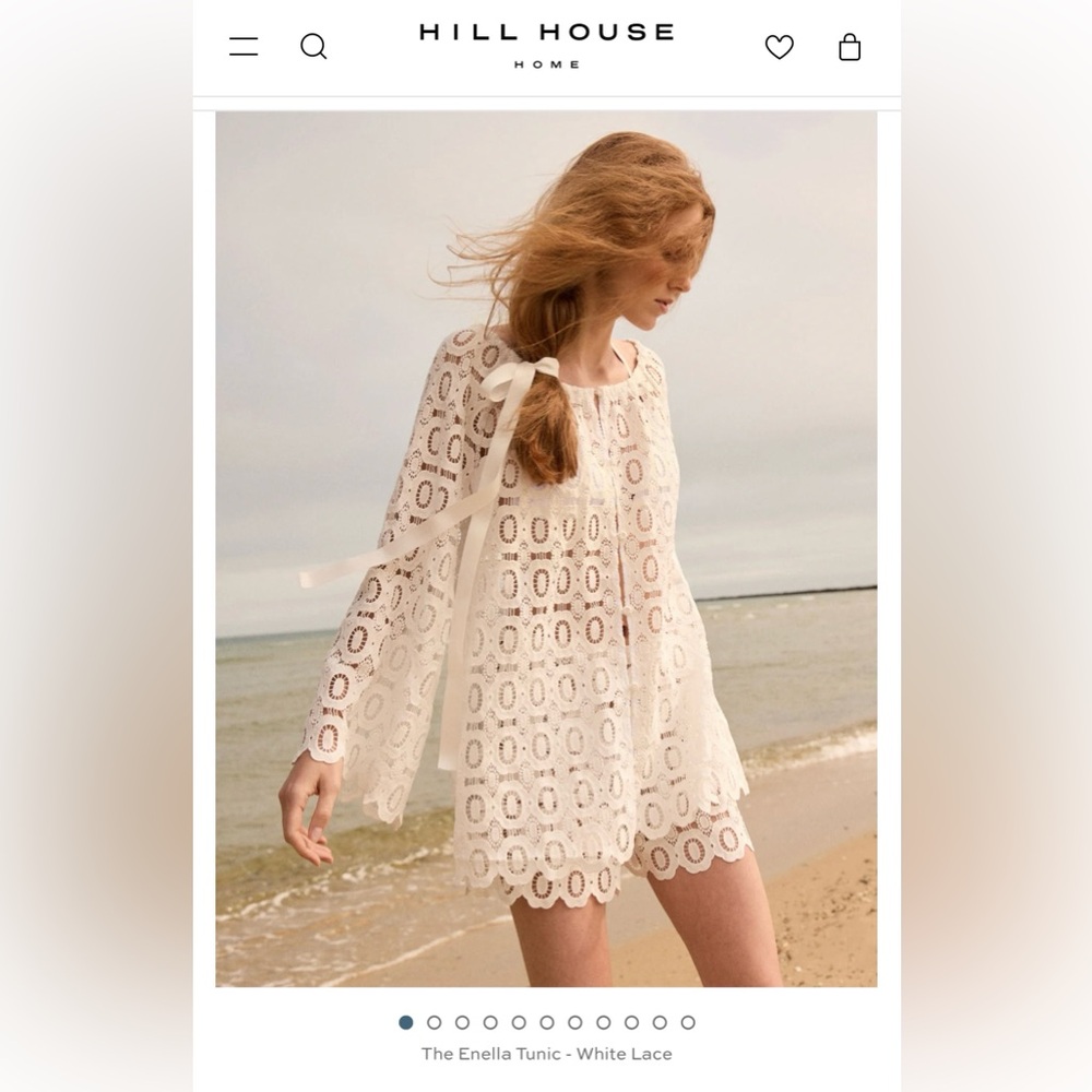NWT Hill House - Enella tunic, white lace, size Medium